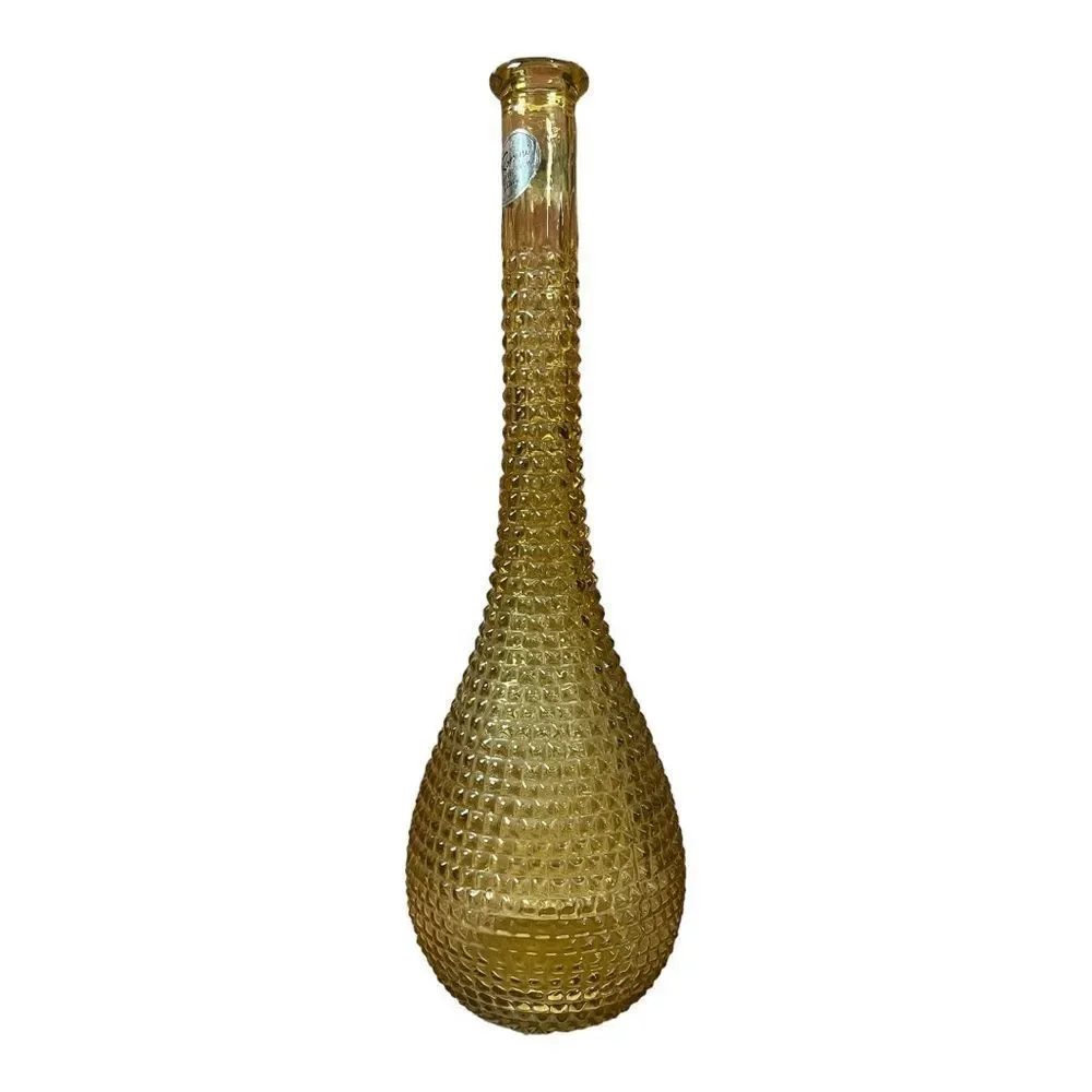 Vintage MCM Rossini Made In Italy Empoli Genie Bottle Amber Glass Vase